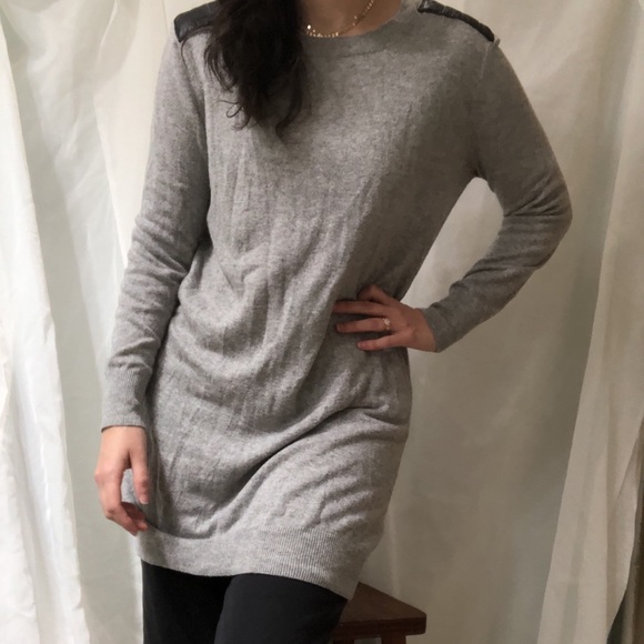 Asos gray Angora sweater dress/tunic w/ leather - Picture 6 of 8
